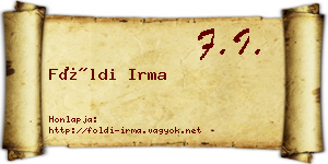 Földi Irma névjegykártya